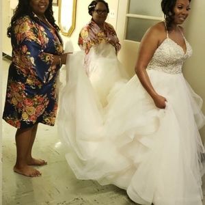 Wedding gown and veil